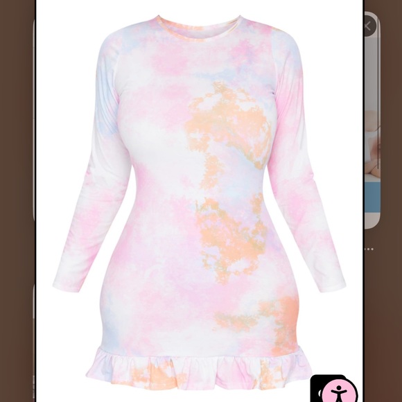 PLT Plus Orange Tie Dye Long Sleeve Frill Hem Shift Dress Sz.16 US Worn Once - Picture 4 of 6